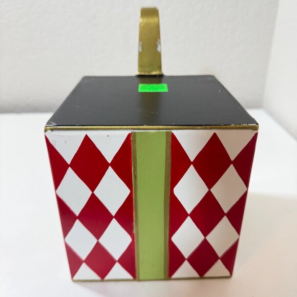 BALLARD DESIGNS Gift Box Stocking Hanger Harlequin Metal Bow Box RARE RETIRED! - Picture 7 of 15